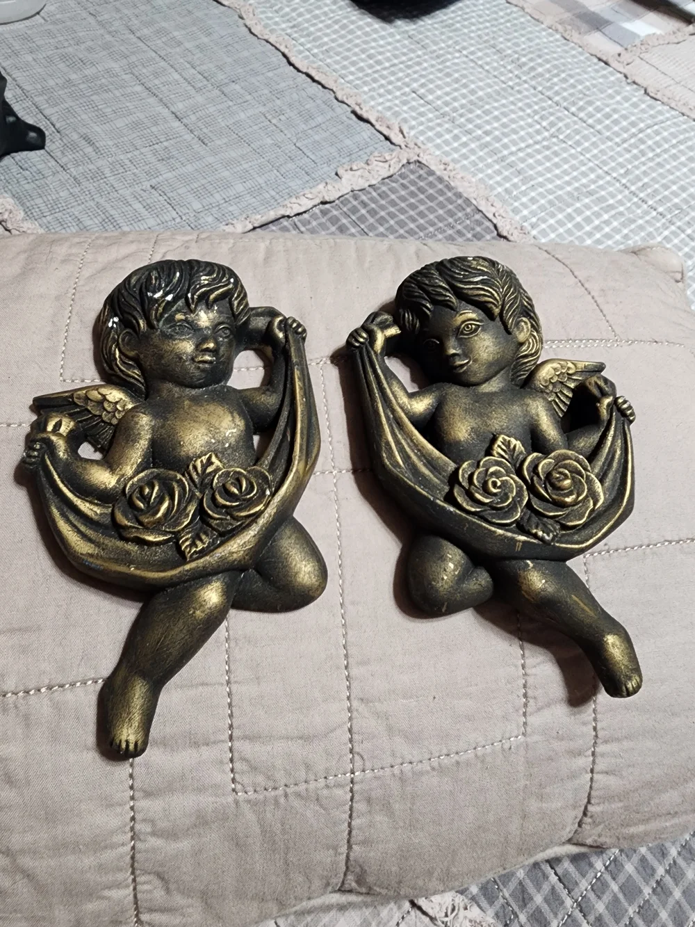 Antique-Style Gold Cherub Wall Decor Pair - Home Wall Decor